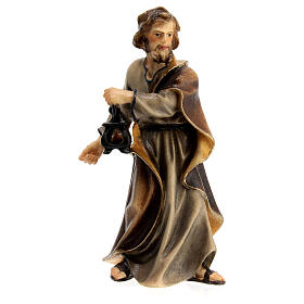 Saint Joseph with Lantern, 10 cm Original Nativity model, in painted Valgardena wood