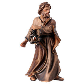 Saint Joseph avec lanterne en main crèche Original bois Val Gardena 12 cm