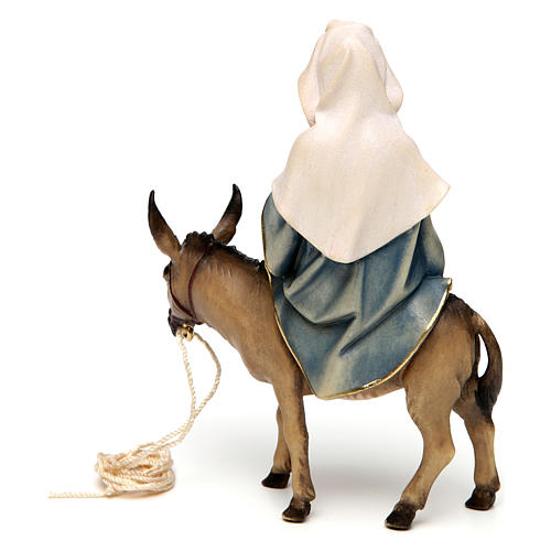 Mary Holding Baby Jesus On Donkey, 12 cm Original Nativity model, in painted Valgardena wood 4