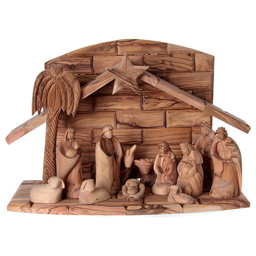 Olive wood stylised Nativity Scene 30x40x15 cm 1