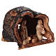 Nativité dans grotte de bois d'olivier Bethléem 15x20x15 cm s4