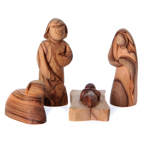 Stable Holy Family Scene in Olive wood from Bethlehem 10x20x10 cm 2