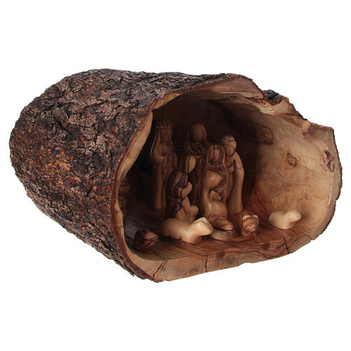 Complete Nativity Scene Set in Grotto in Olive wood from Bethlehem 20x30x20 cm 4