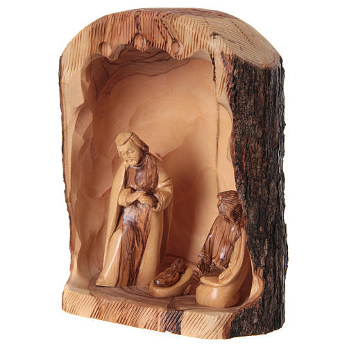 Sacred Family in Cave Olive wood from Bethlehem 25x10x15 cm assorted models 3