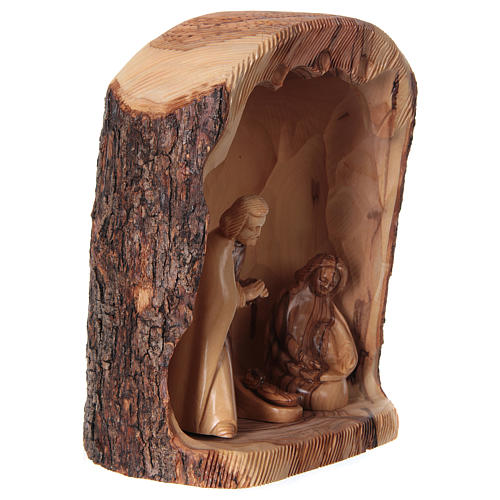 Sacred Family in Cave Olive wood from Bethlehem 25x10x15 cm assorted models 4