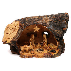Natividad olivo de Belén en establo forma asimétrico 20x30x20 cm
