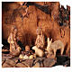 Nativity Family Scene in Olive wood in slanted stable 20x30x20 cm s2