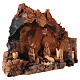 Nativity Family Scene in Olive wood in slanted stable 20x30x20 cm s6