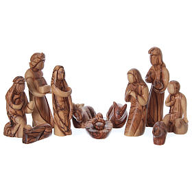 Stylised olive wood Nativity Scene 17 cm, Bethlehem