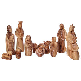 16 cm Complete Nativity in Olive wood from Bethlehem stylized
