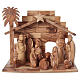 16 cm Complete Nativity in Olive wood from Bethlehem stylized s1