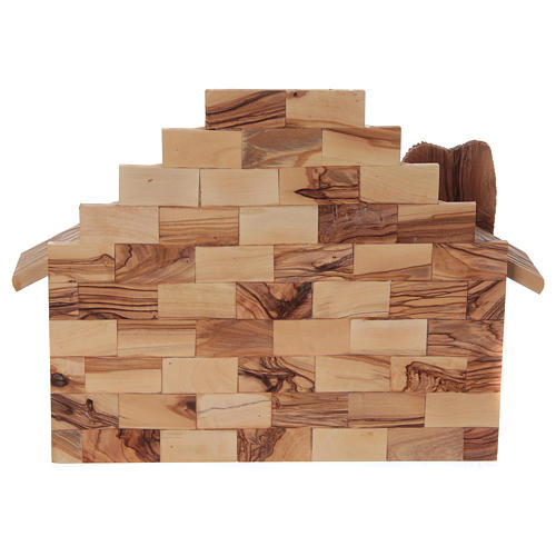 Stable with Complete Nativity in Olive wood from Bethlehem stylized 20x25x20 cm 6
