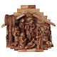 Stable with Complete Nativity in Olive wood from Bethlehem stylized 20x25x20 cm s1