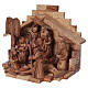 Stable with Complete Nativity in Olive wood from Bethlehem stylized 20x25x20 cm s3