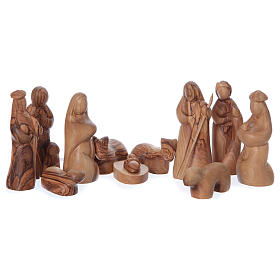 Stylised Nativity Scene in Olive Wood with stable 24x28x30 cm