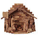 Barn Olive wood from Bethlehem with Nativity set stylized 12 cm s1
