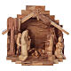 Nativity Scene in Olive Wood completed with stable 20x23x16 cm s1