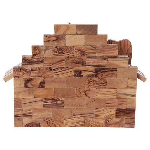 House in Olive wood from Bethlehem with Nativity Set stylized 20x25x15 cm 6