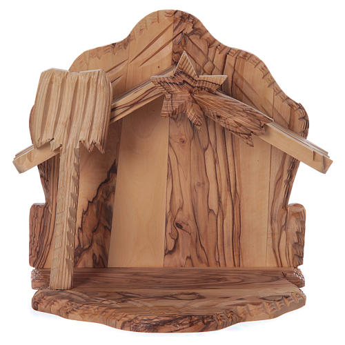 Kleine Hütte mit stilisierten Krippe Olivenholz Bethlehem 20x20x15cm 5