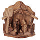 Nativity Scene in Olive Wood completed with stable 19x19x13 cm s1