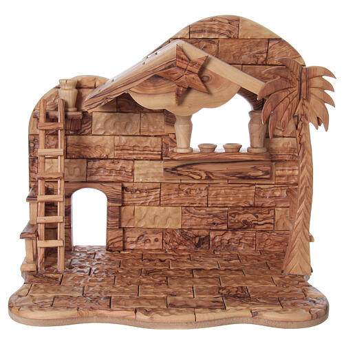 Kompletna szopka betlejemska z drewna oliwnego, figurki 12cm, szopka, 30×35×25 cm 5