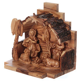 Heilige Familie, aus Olivenholz und Gips, in Bethlehem gefertigt, 15x15x10 cm