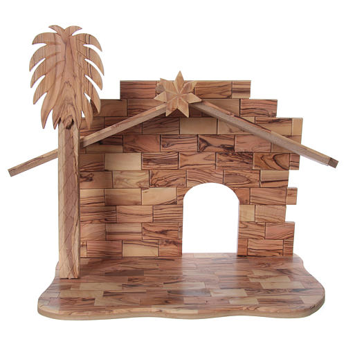 22 cm Entire Nativity Scene Olive wood from Bethlehem with Stable 30x40x25 5