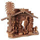 22 cm Entire Nativity Scene Olive wood from Bethlehem with Stable 30x40x25 s4