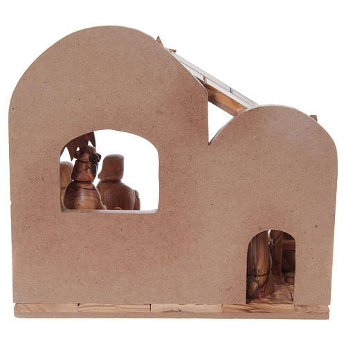 Stilisierte Krippe mit Hütte 25x25x15cm Olivenholz Bethlehem 6