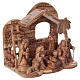 Nativity stylized Olive wood from Bethlehem 13 cm with Stable 25x25x15 cm s4