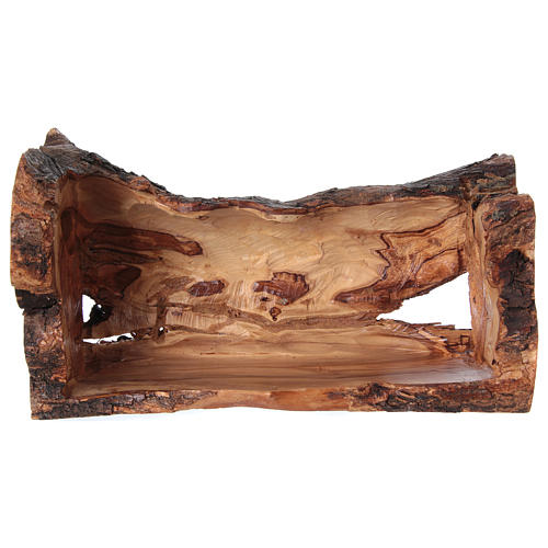 Nativity Olive wood from Bethlehem in natural stable 25x40x20 cm 5