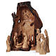 Entire Nativity Olive wood from Bethlehem 21 cm in natural cave 45x30x30 cm s1
