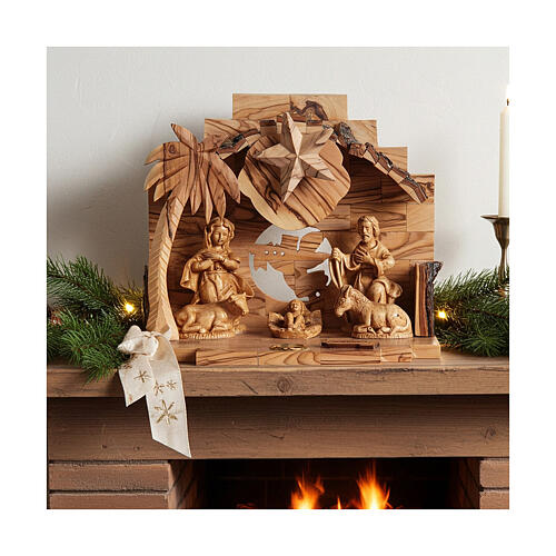 Natividad carillón de olivo de Belén 15x20x10 cm 4