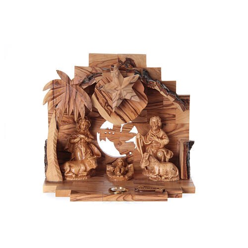 Natividade caixa de música em oliveira de Belém 15x20x10 cm 1