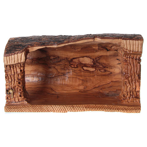 Cavern with Nativity Family in Olive wood from Bethlehem 20x30x15 cm 5