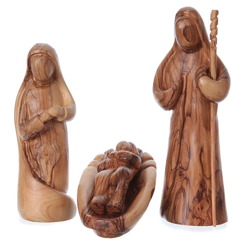 Nativity scene stylized set in Bethlehem olive wood 29 cm 2