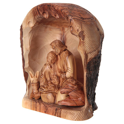 Nativity scene niche in Bethlehem olive wood 20x15x10 cm 3