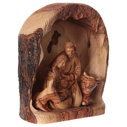 Nativity scene niche in Bethlehem olive wood 20x15x10 cm 4