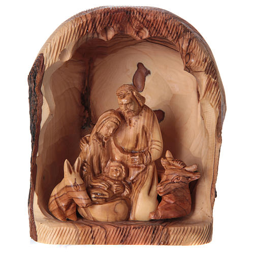 Recess with Nativity in Olive wood from Bethlehem 20x15x10 cm 1