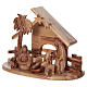 Stable in olive wood from Bethlehem with Nativity set stylized 20x25x15 cm s3