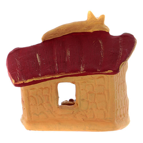 Stable with colored Nativity in terracotta Deruta height 10 cm 4