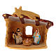 Stable with colored Nativity in terracotta Deruta height 10 cm s1