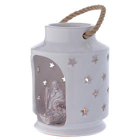 Capanna lume cilindrico con Sacra Famiglia 20 cm terracotta Deruta