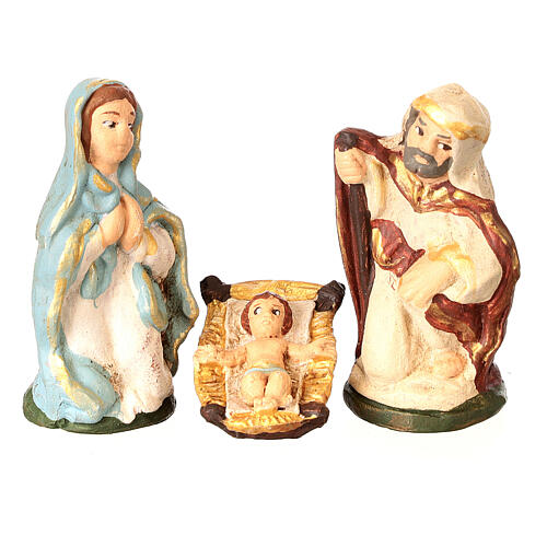 Nativity scene in painted Deruta terracotta, 10 characters 10 cm 2