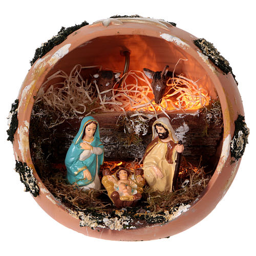 Nativity ball in Deruta Terracotta with light 1