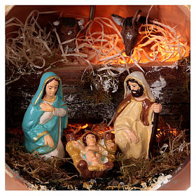 Ball nativity with lights in terracotta Deruta 5 pcs