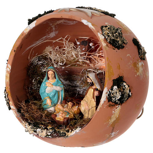 Ball nativity with lights in terracotta Deruta 5 pcs 3
