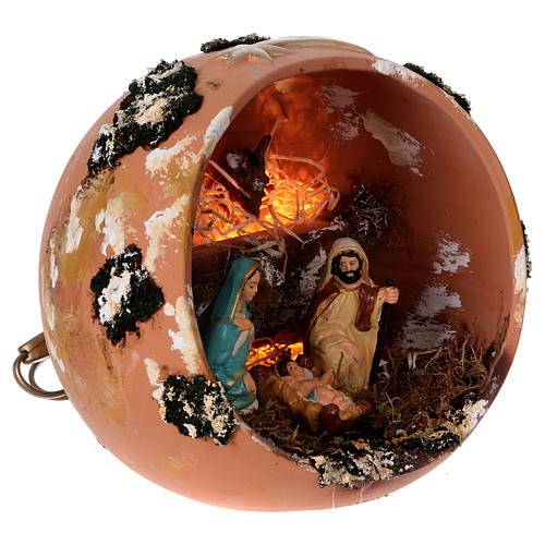 Ball nativity with lights in terracotta Deruta 5 pcs 4
