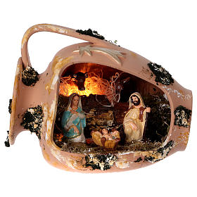 Amphora open with Nativity in terracotta Deruta