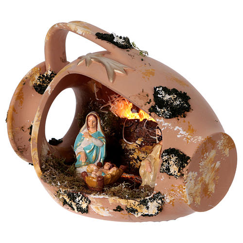 Amphora open with Nativity in terracotta Deruta 3